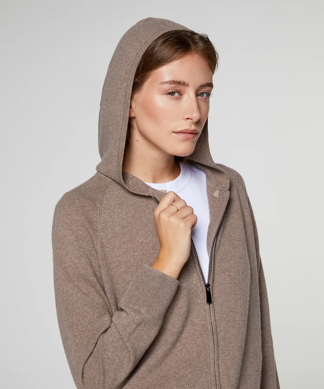 Rodier giacca cashmere cappuccio talpa donna zip