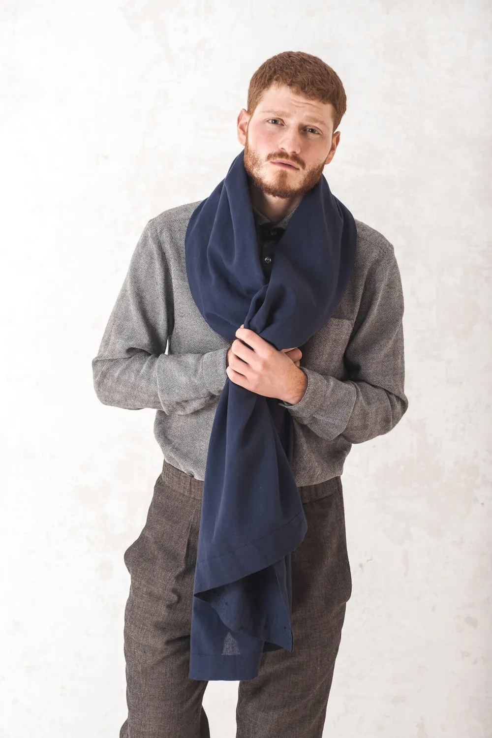 Jyoti Fair Works Sanavi Night Blue sciarpa cotone blu