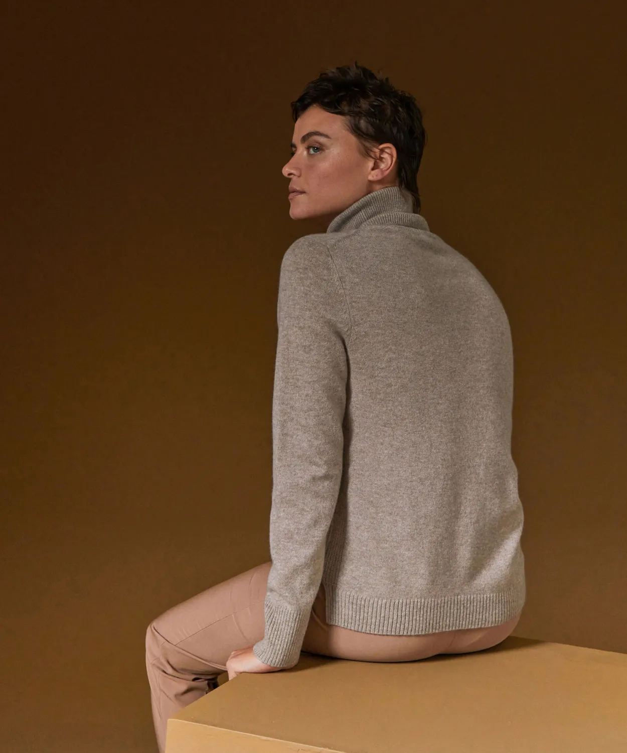 Rodier maglione cashmere dolcevita tortora marrone