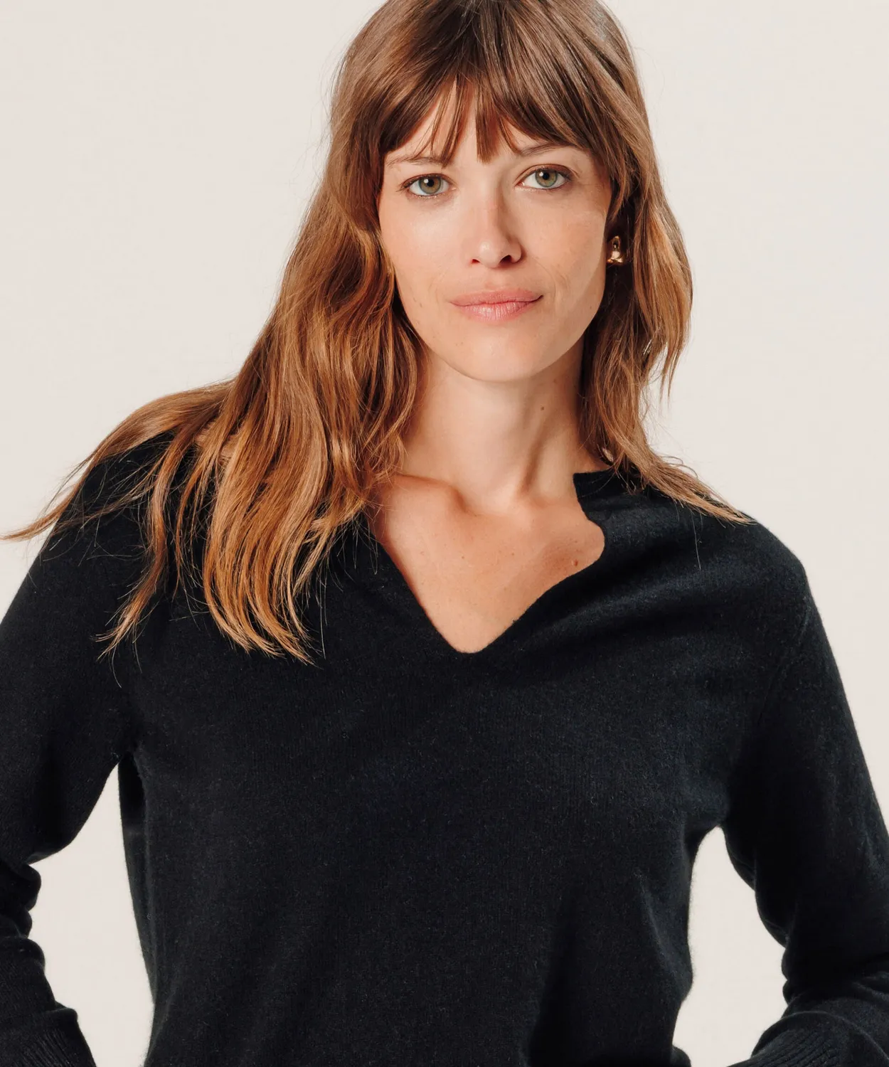 Rodier maglia cashmere collo tunisino nera