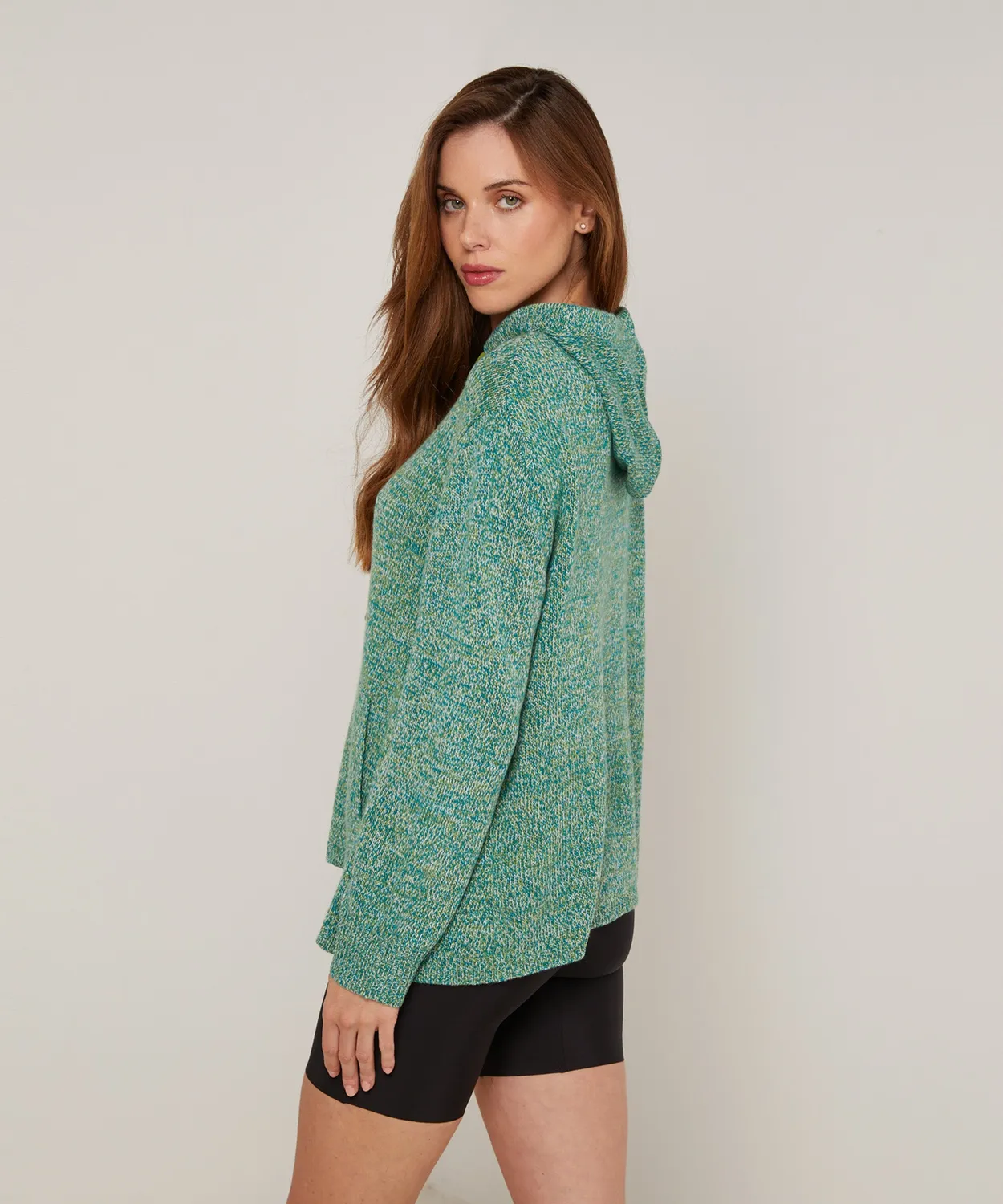 Rodier Maglione oversize con cappuccio mélange verde