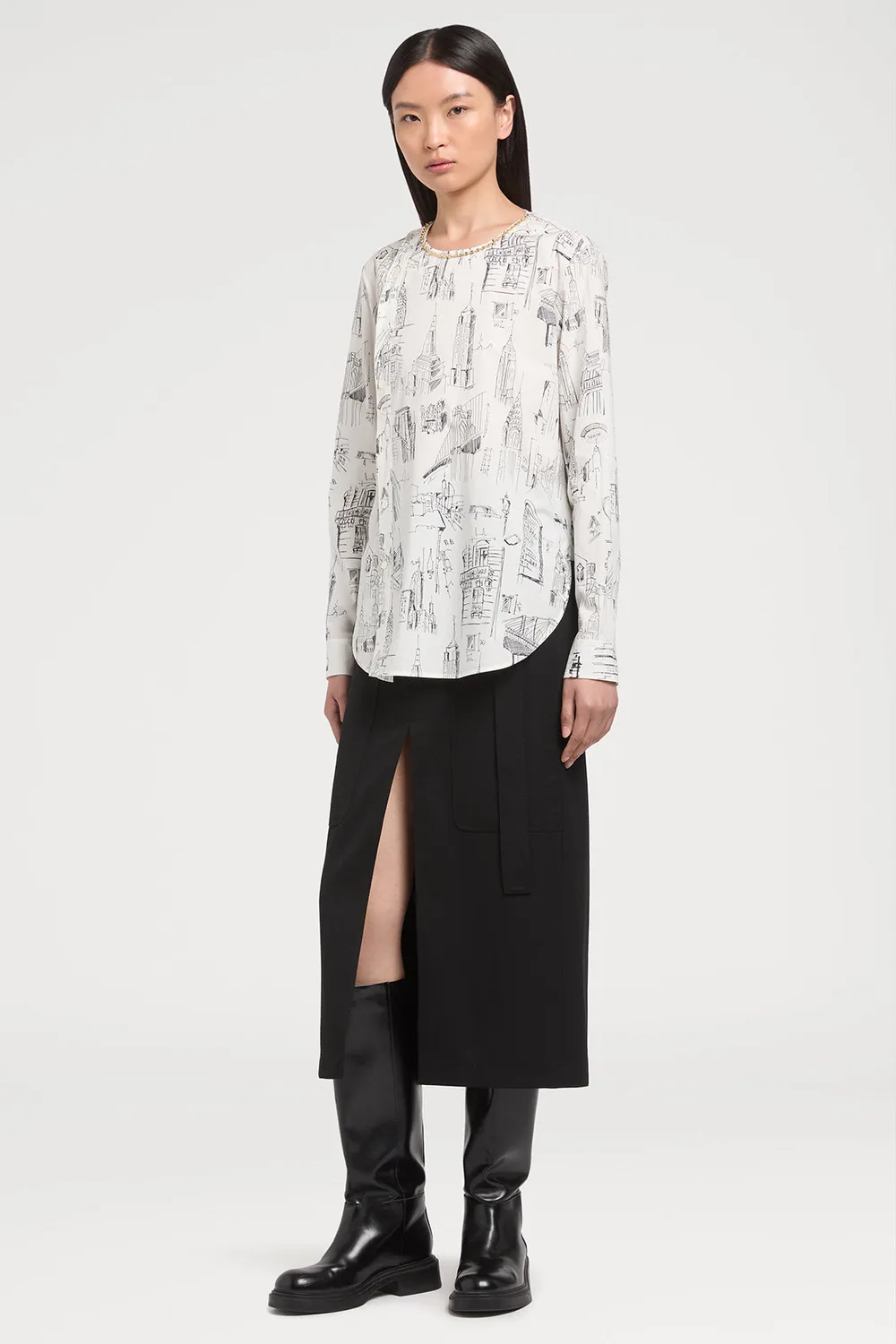 Ports 1961 Bauhaus Print Blouse blusa bianco e nero