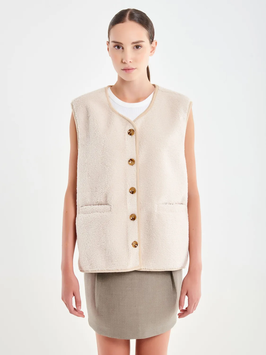 Vicolo Teddy gilet burro taglia unica pile