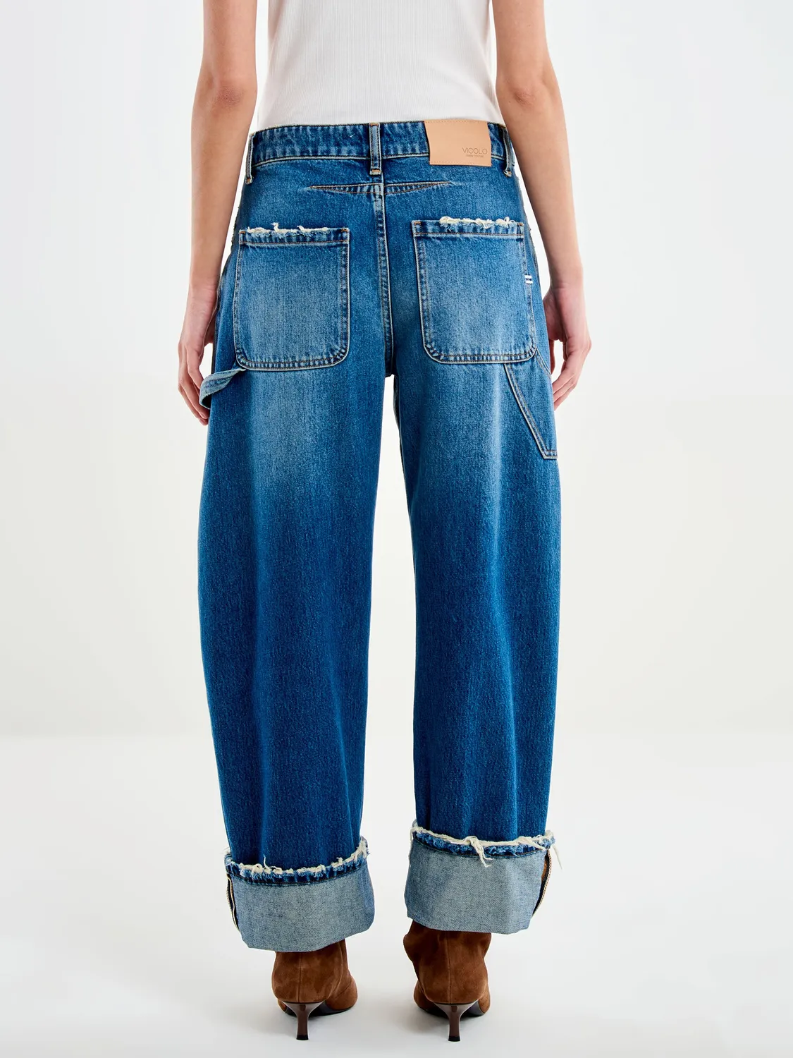 Vicolo Kuma Barrel jeans blu fondo risvoltato