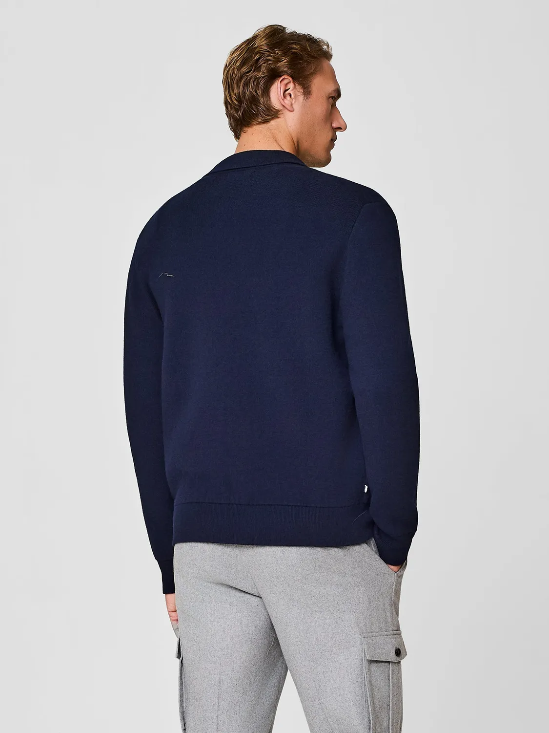 Paul Taylor Bomber Maglia Lana Jacquard Blu Zip Collo Camicia