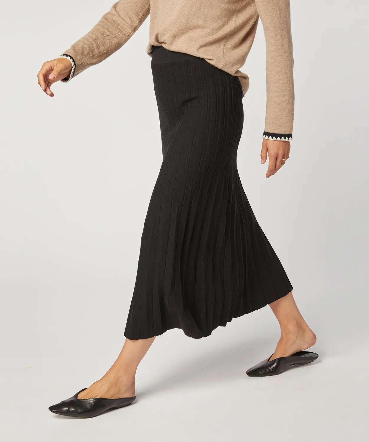 Rodier gonna in maglia plissettata nera donna