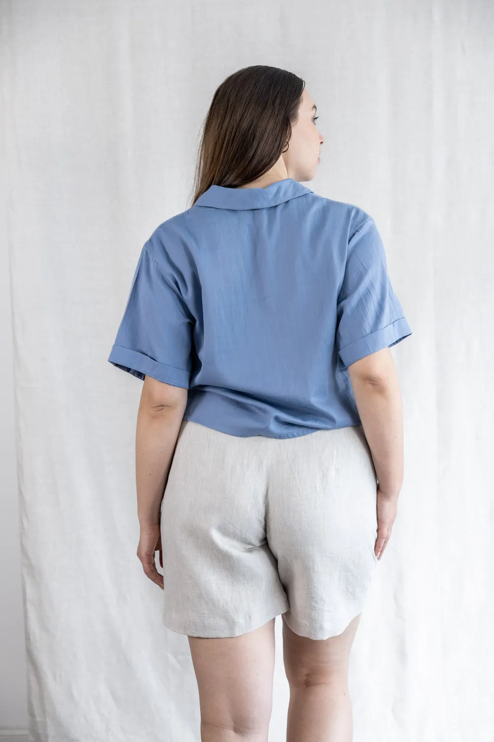 Jyoti Avaani blusa cotone raso blu