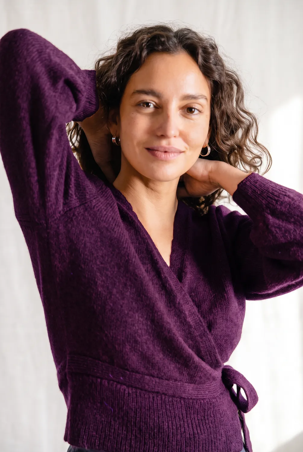 Jyoti Abancay cardigan avvolgente baby alpaca mora