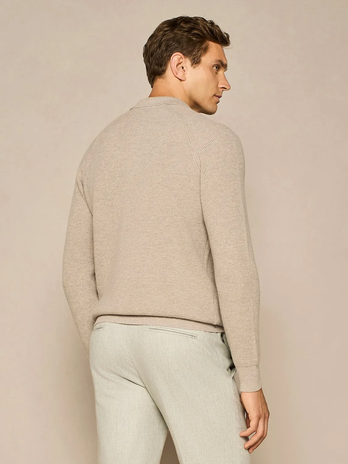Paul Taylor polo costa inglese taupe misto lana raglan