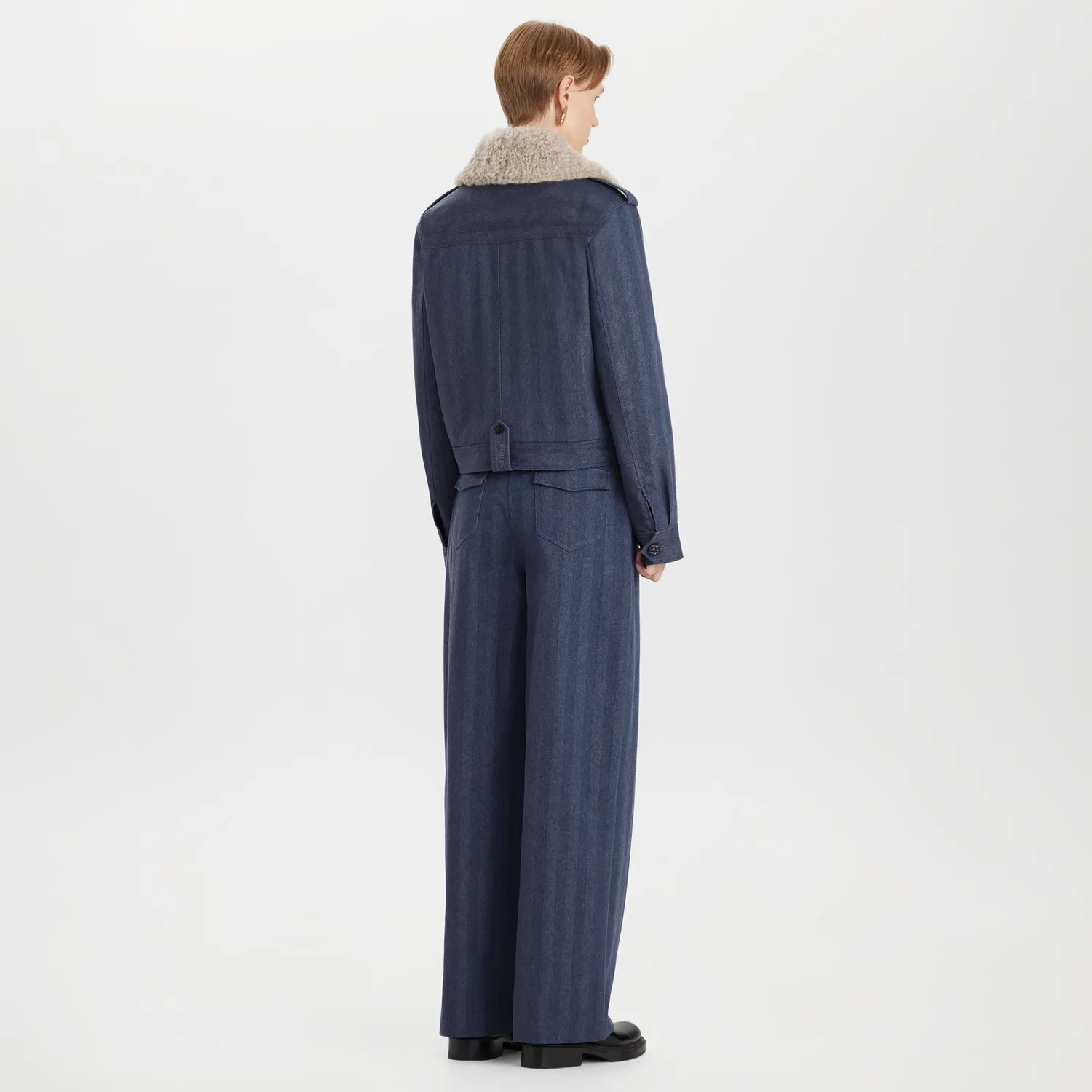 PORTS giacca denim imbottita con collo removibile