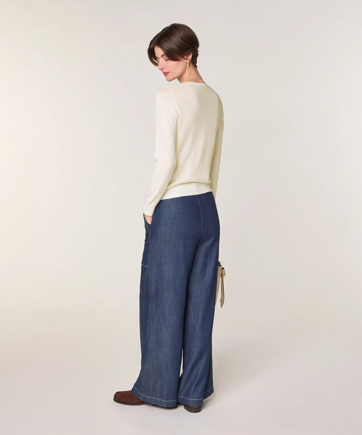 Rodier Cardigan Lana Merino Bianco Ecru