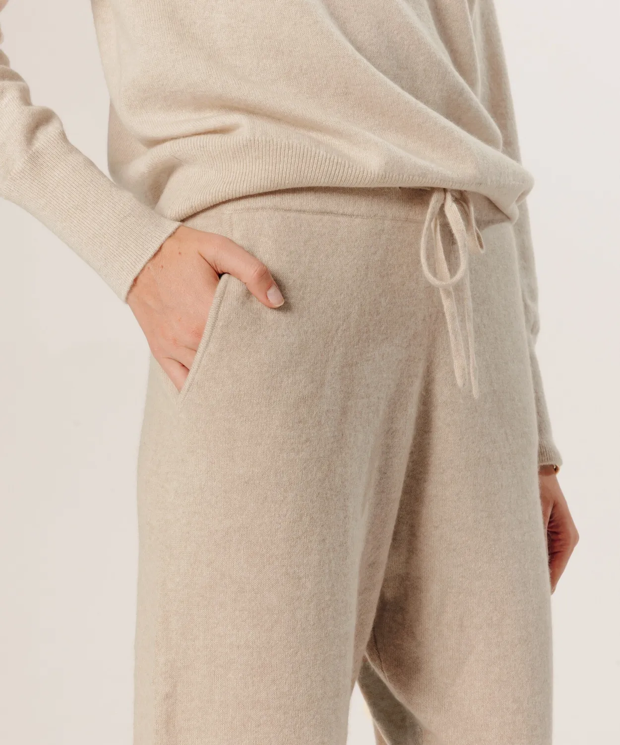 Rodier pantaloni jogging cashmere beige 100% cashmere