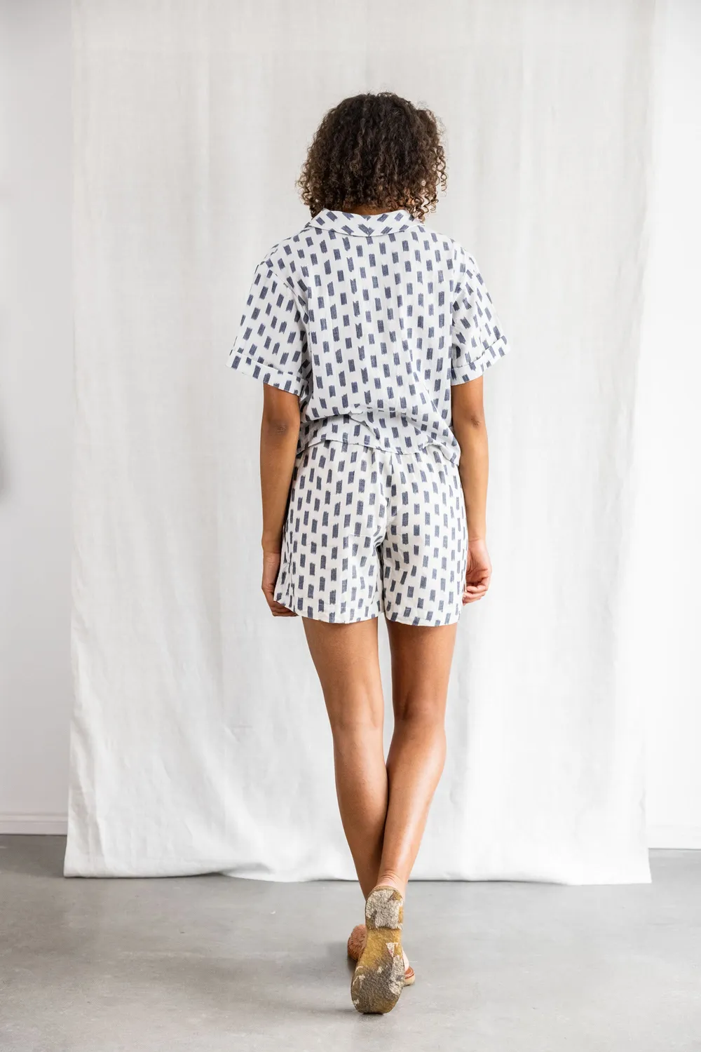 Jyoti Sitaar shorts cotone bianco ikat