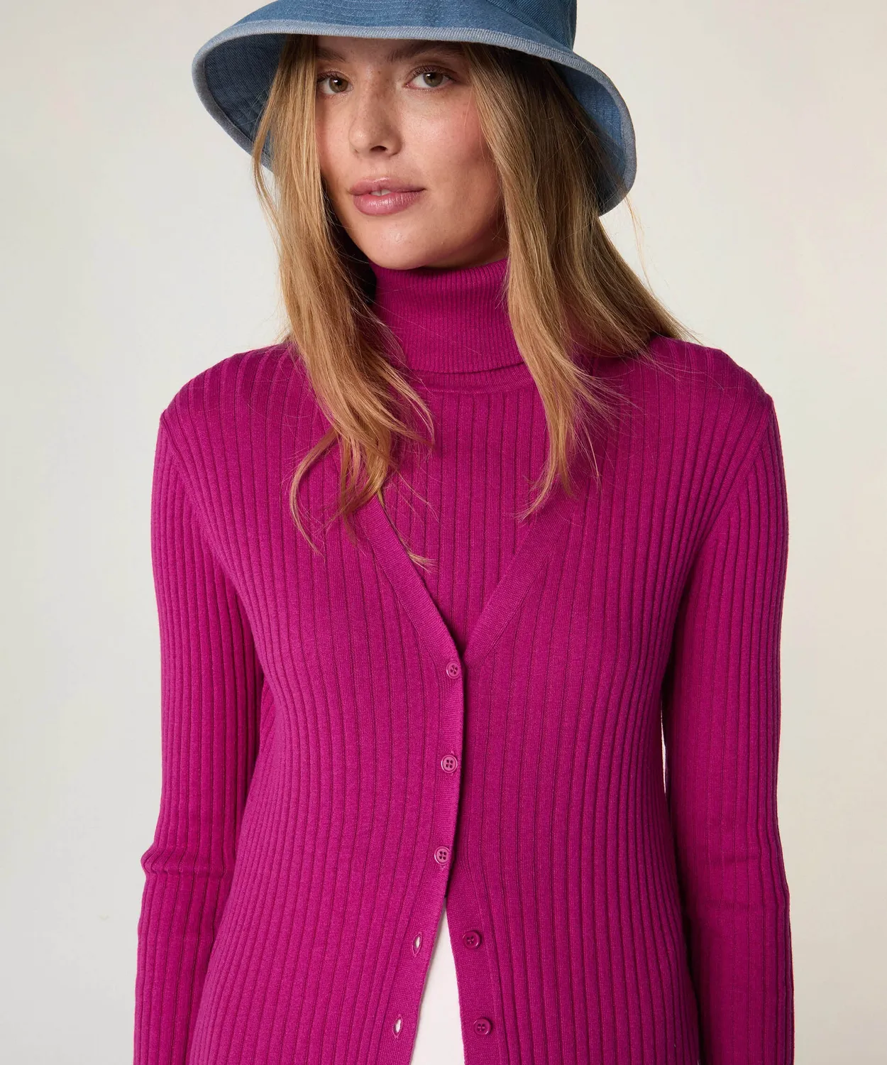Rodier twinset dolcevita seta fucsia collo alto