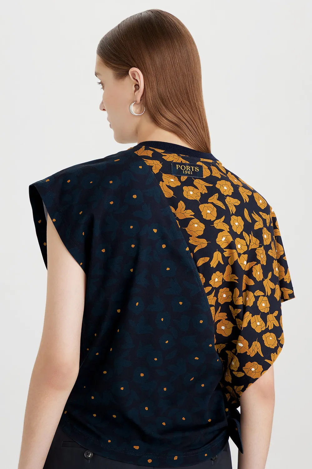 Ports Floral Print Knot top cotone giallo fantasia