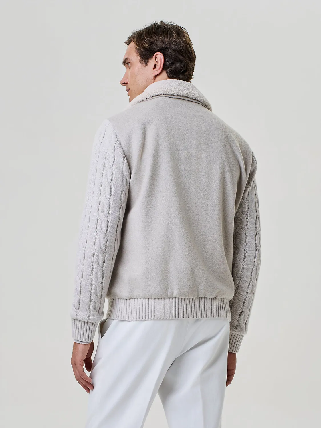 Paul Taylor bomber eco-shearling maglia treccia burro