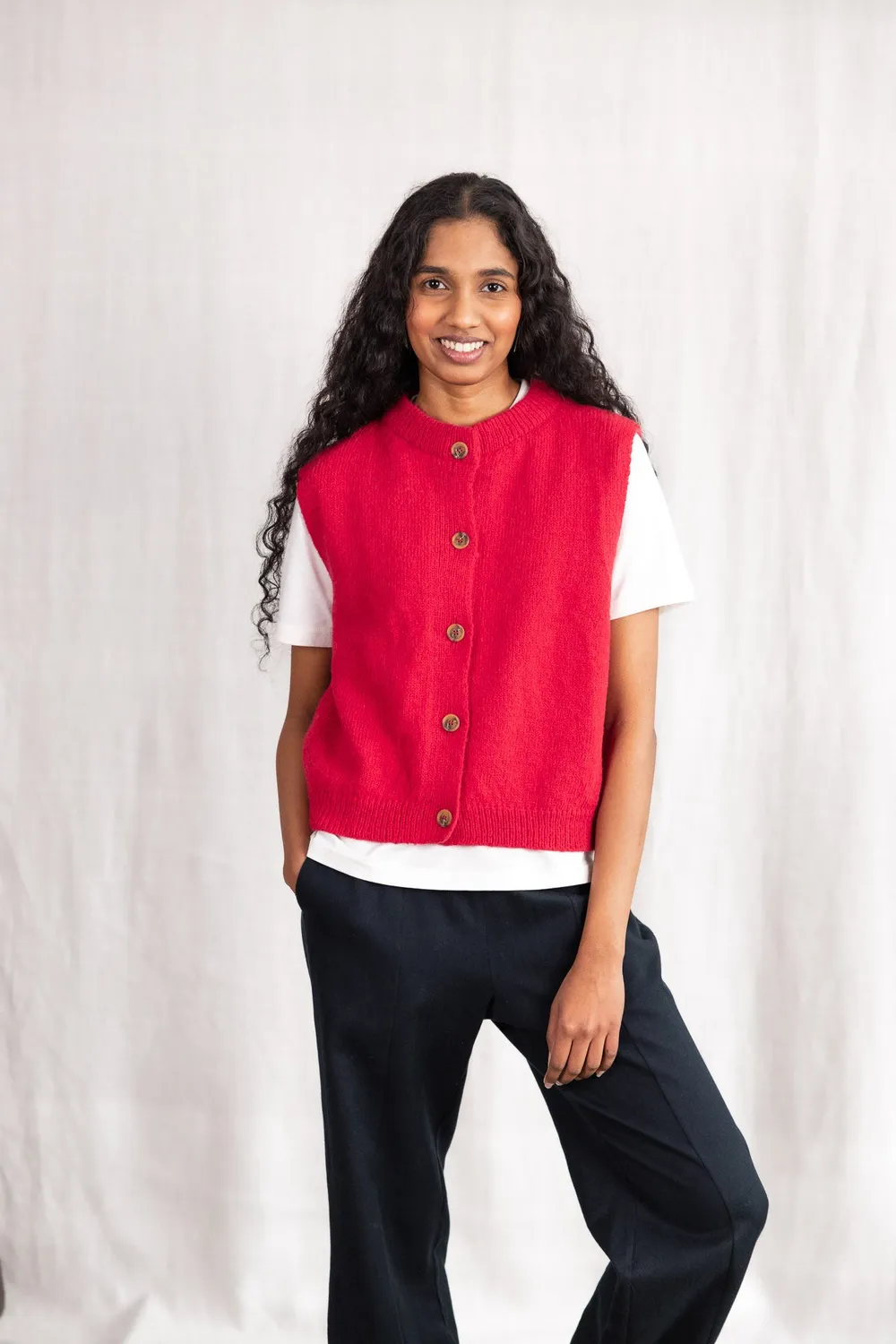 Jyoti Pucallpa gilet alpaca corallo