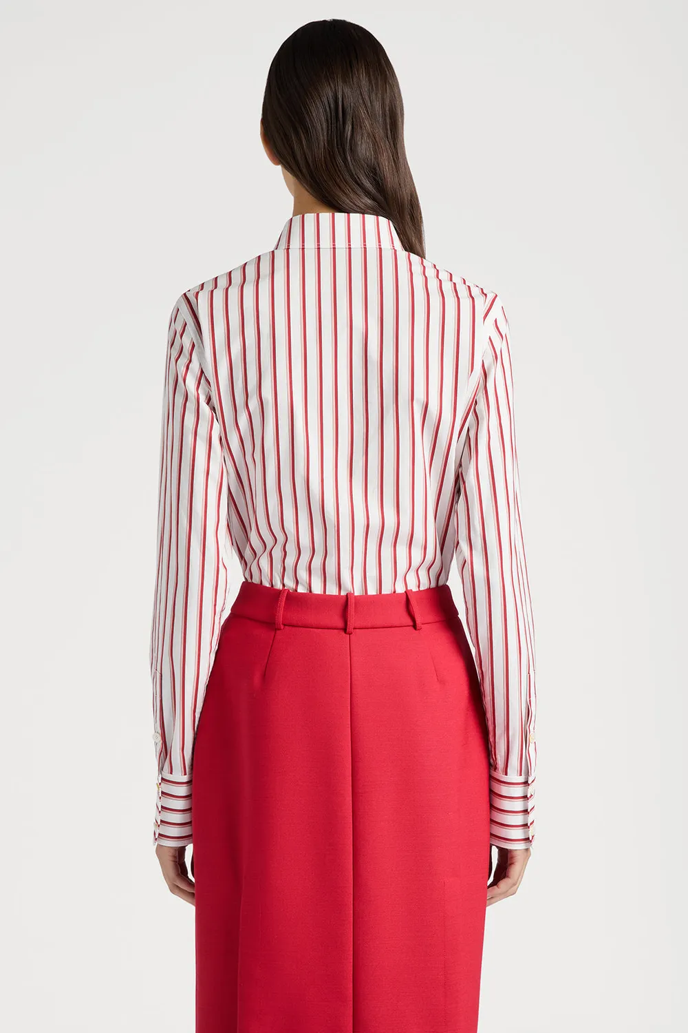 PORTS Amalfi Coast camicia righe bianco rosa cotone