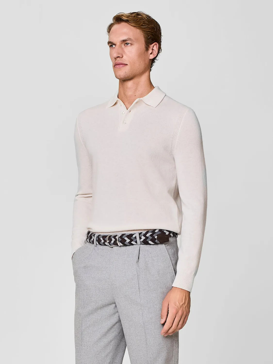 Paul Taylor polo misto cashmere bianca
