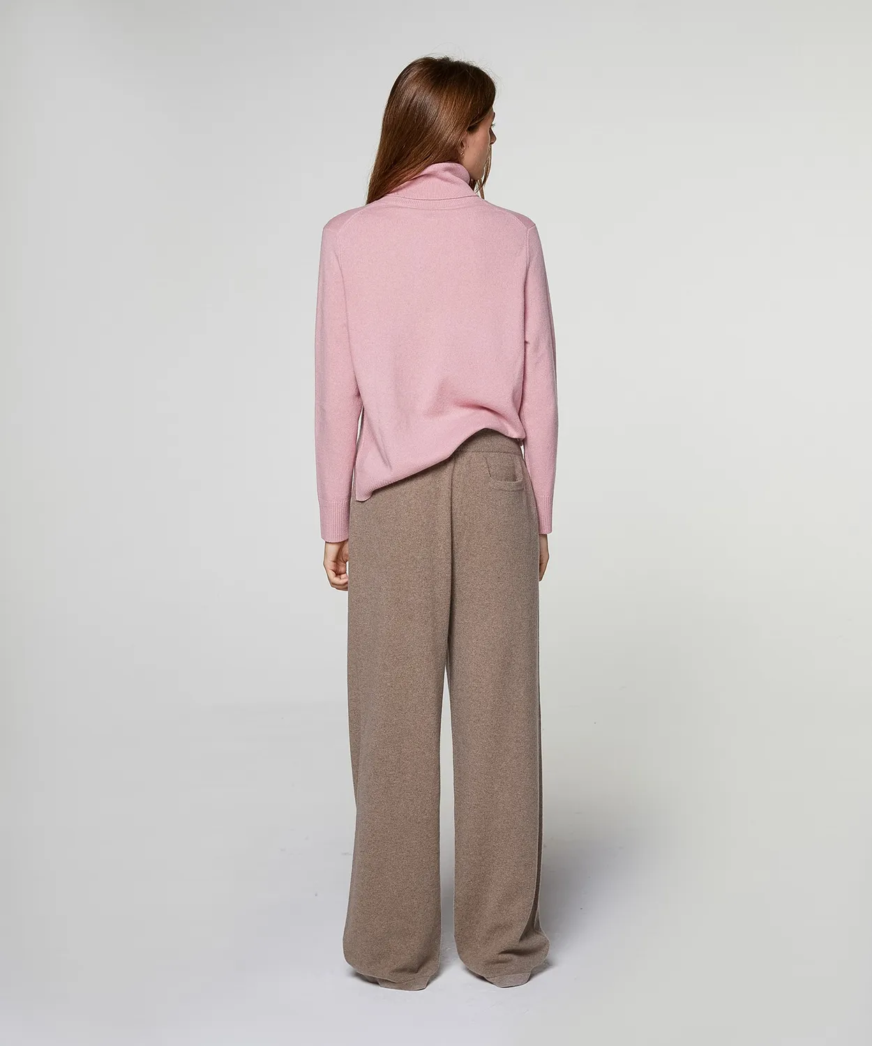 Rodier Pantaloni larghi in cashmere talpa