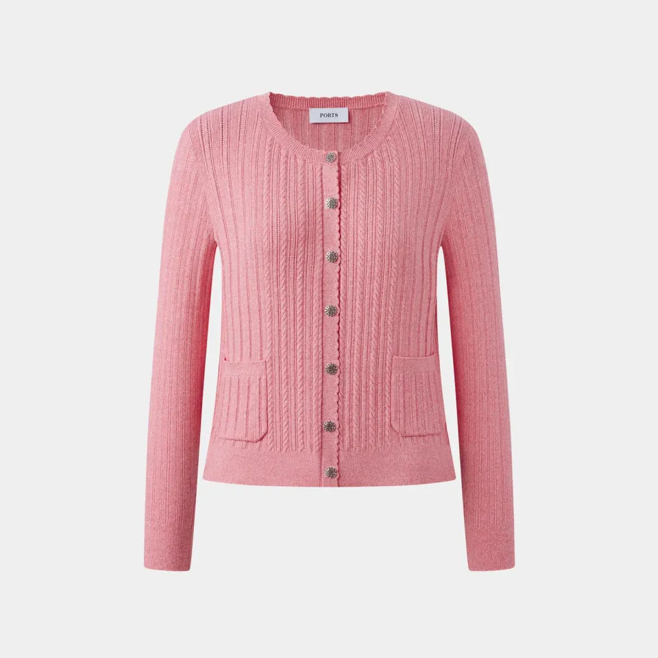 PORTS cardigan Geranium Mix maglia con tasche e bottoni