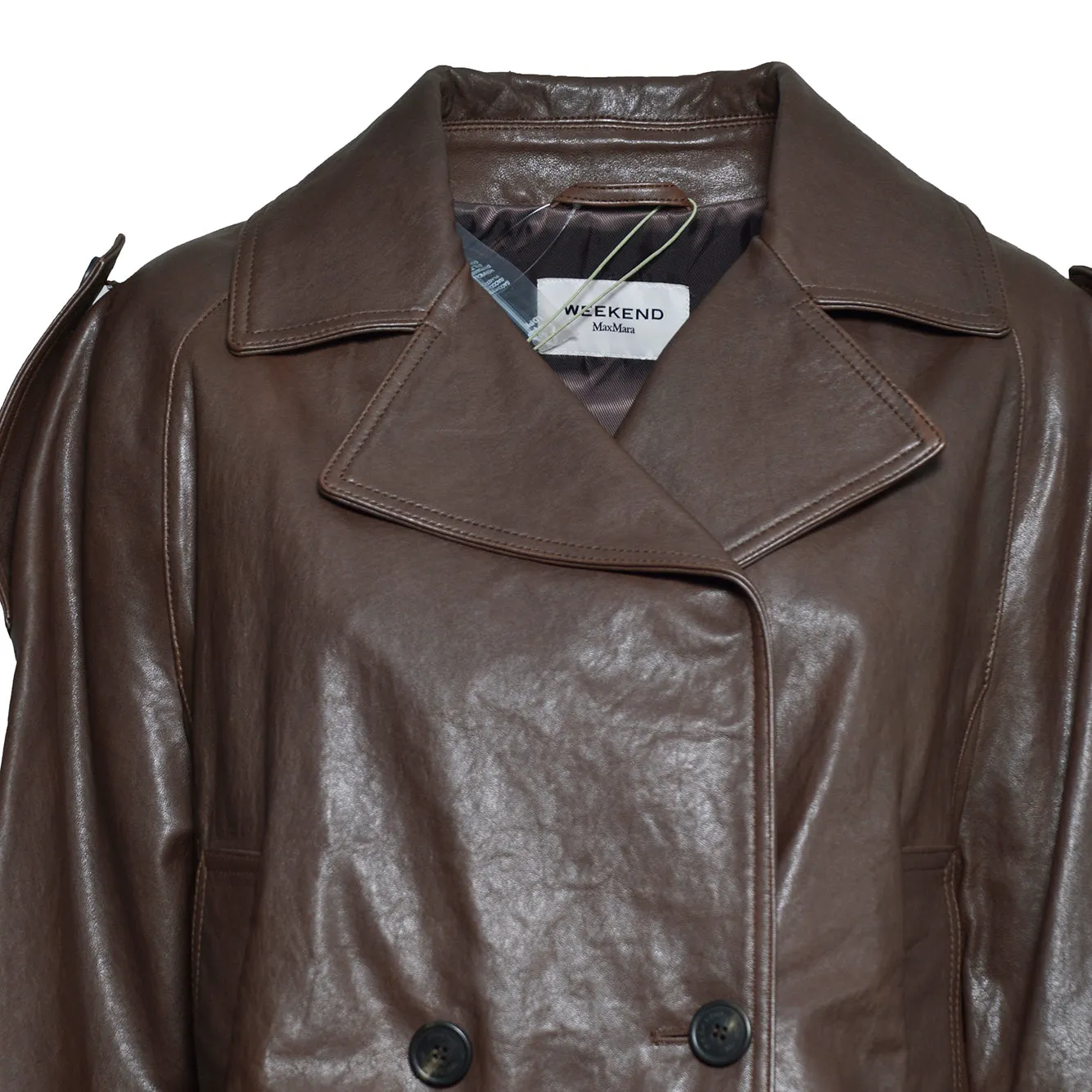 Weekend Max Mara Felino giacca in pelle donna marrone cioccolato