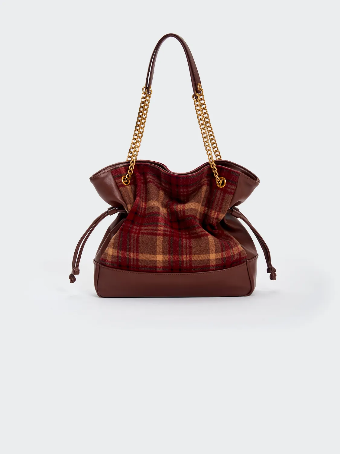 Vicolo Bundle Check borsa a spalla marrone fantasia check