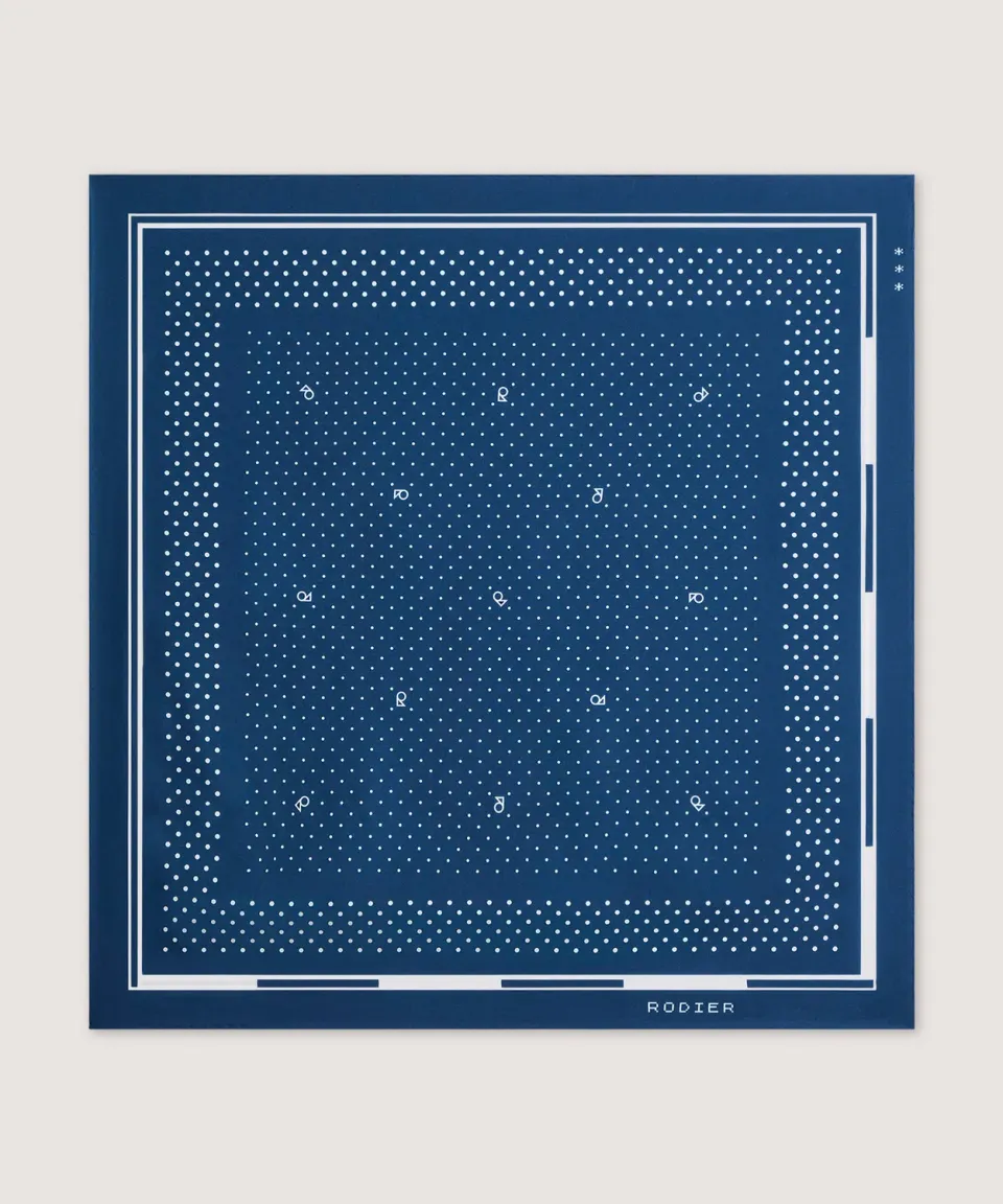 Rodier Foulard Seta Pois Blu Navy 70x70