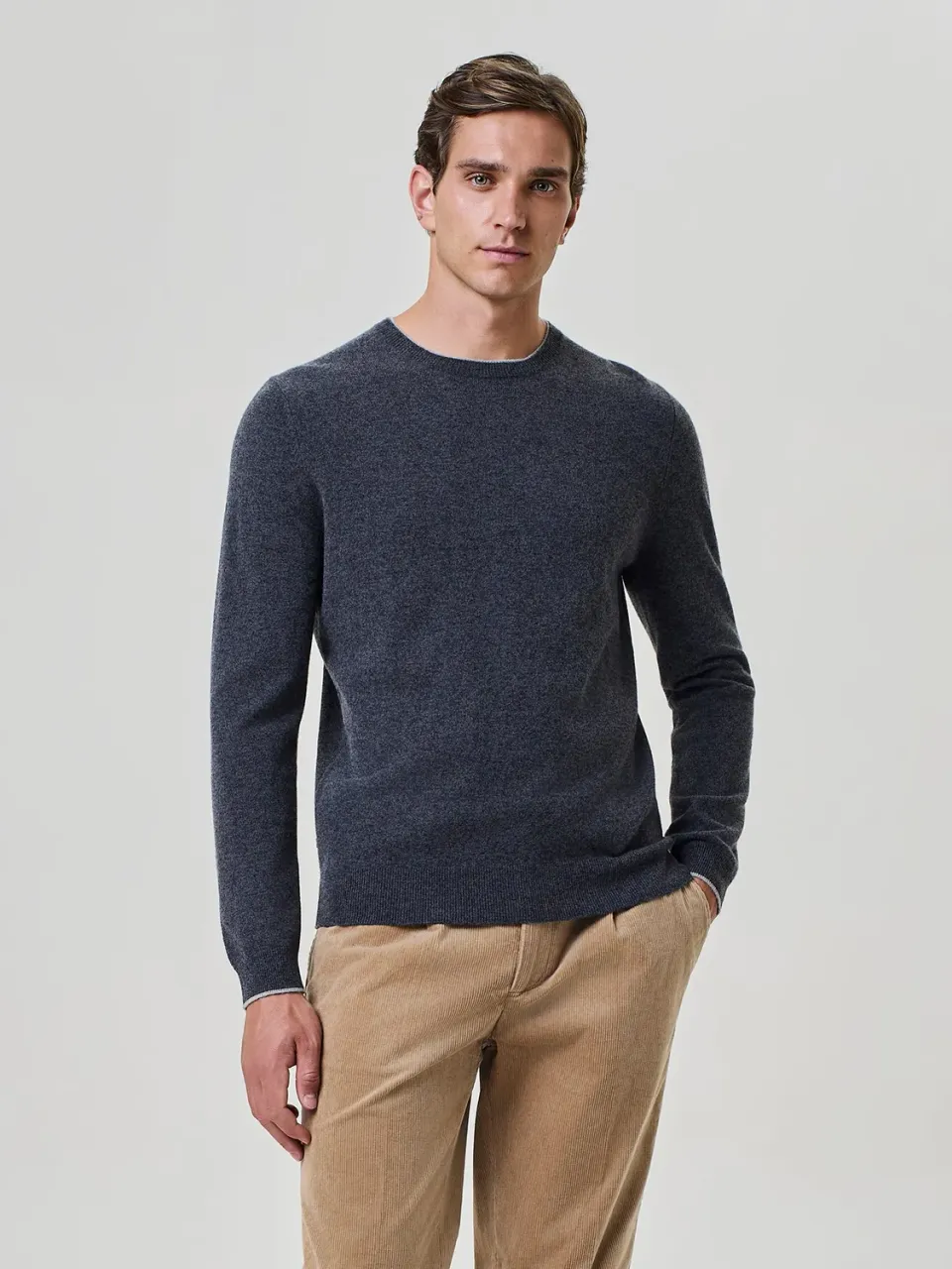 Paul Taylor Maglia Girocollo Misto Cashmere Grigio Scuro