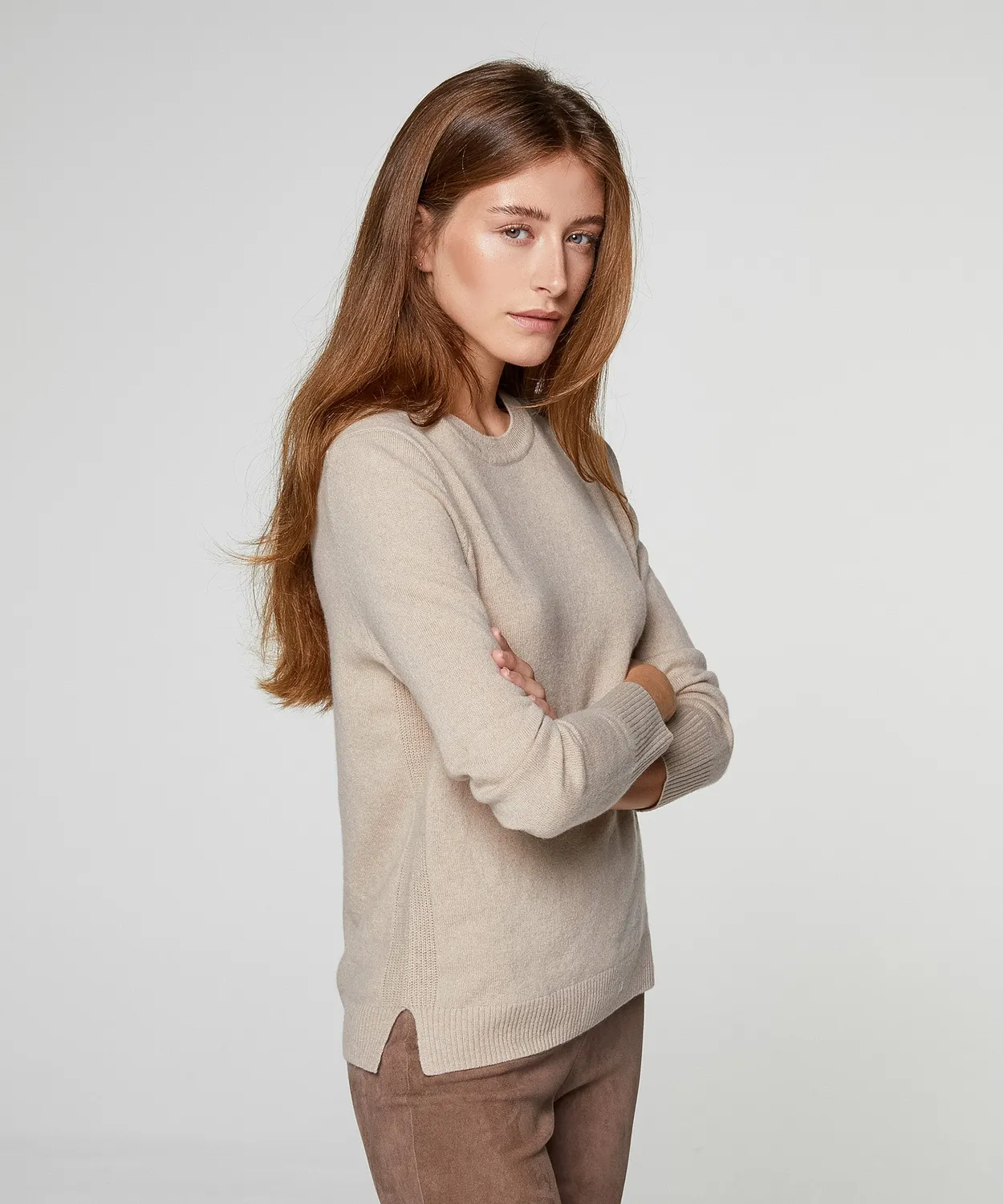 Rodier Maglione Girocollo Donna Cashmere Beige