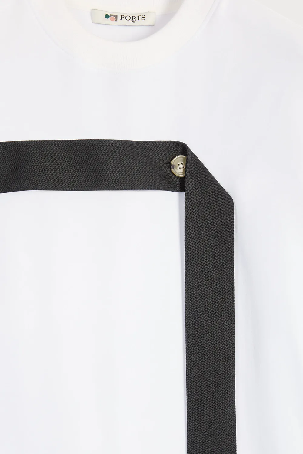 Ports 1961 Black Tie t-shirt bianca nastro nero cotone
