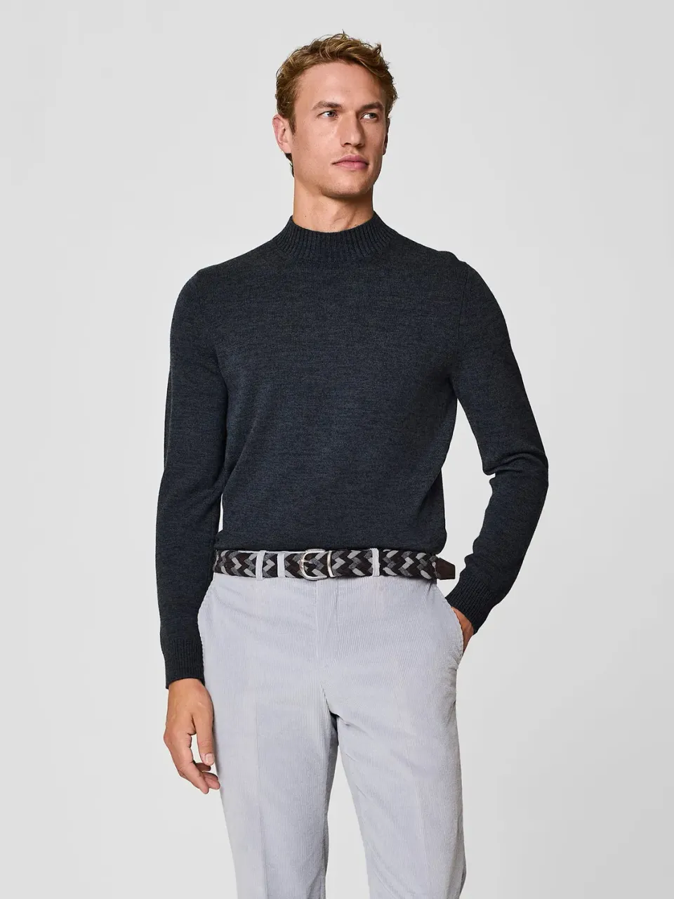 Paul Taylor Maglia Lana Merino Collo Vulcano Grigio Scuro