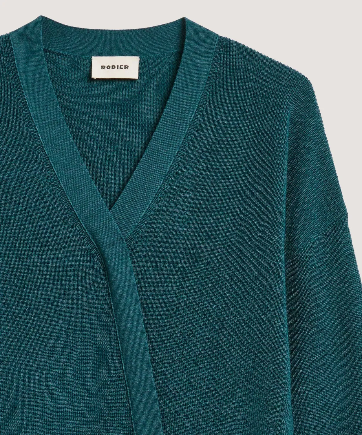 Rodier trompe l'oeil maglia lana merino blu petrolio