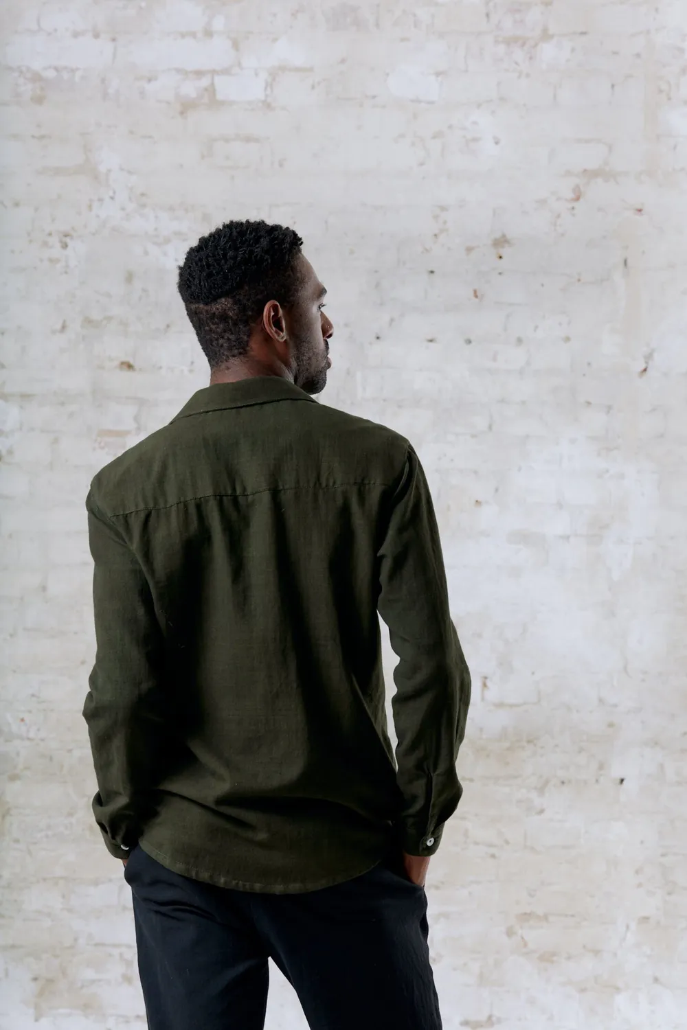 Jyoti Fair Works Jwala camicia uomo verde oliva cotone