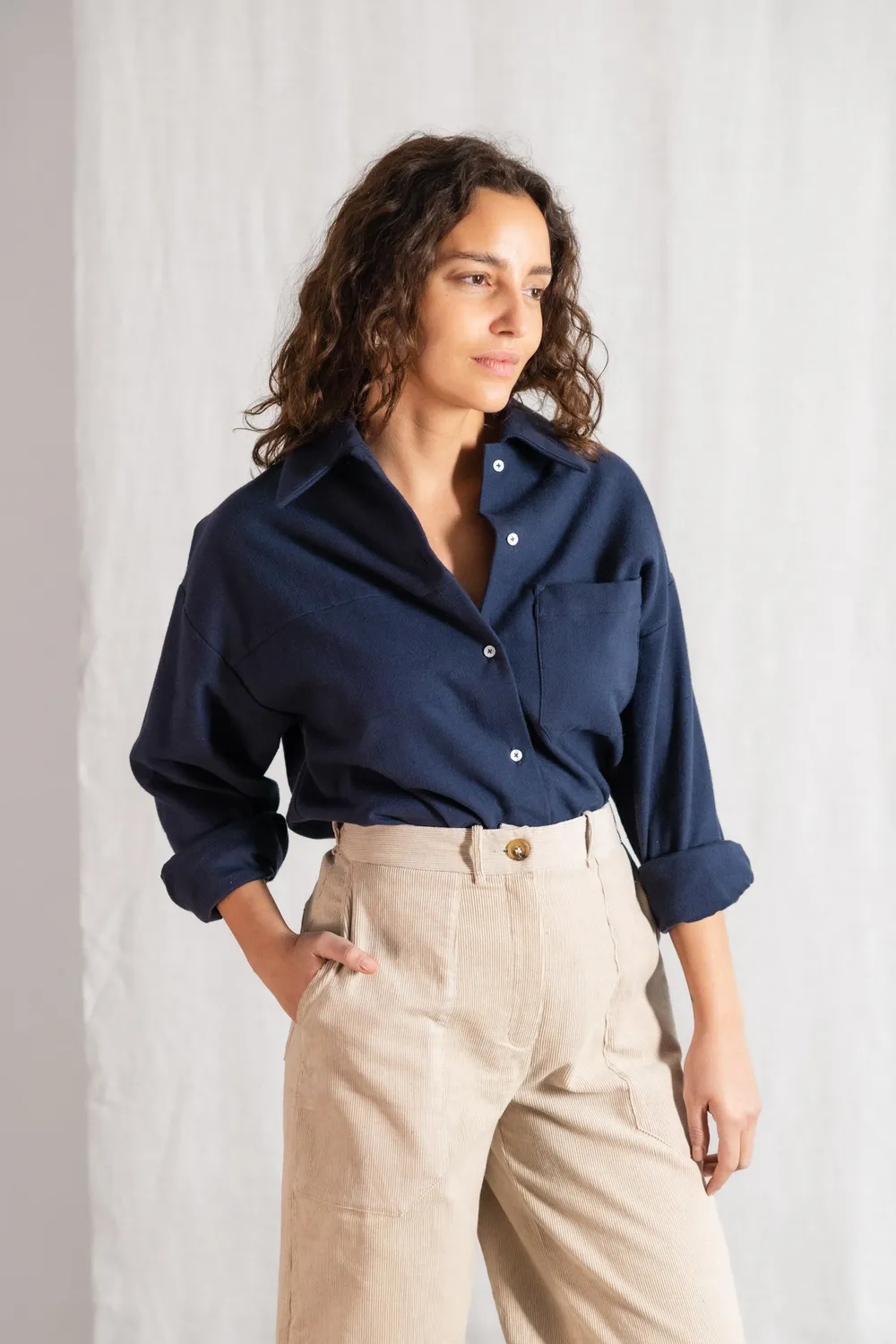 Jyoti Ashrit Grey-Blue camicia flanella