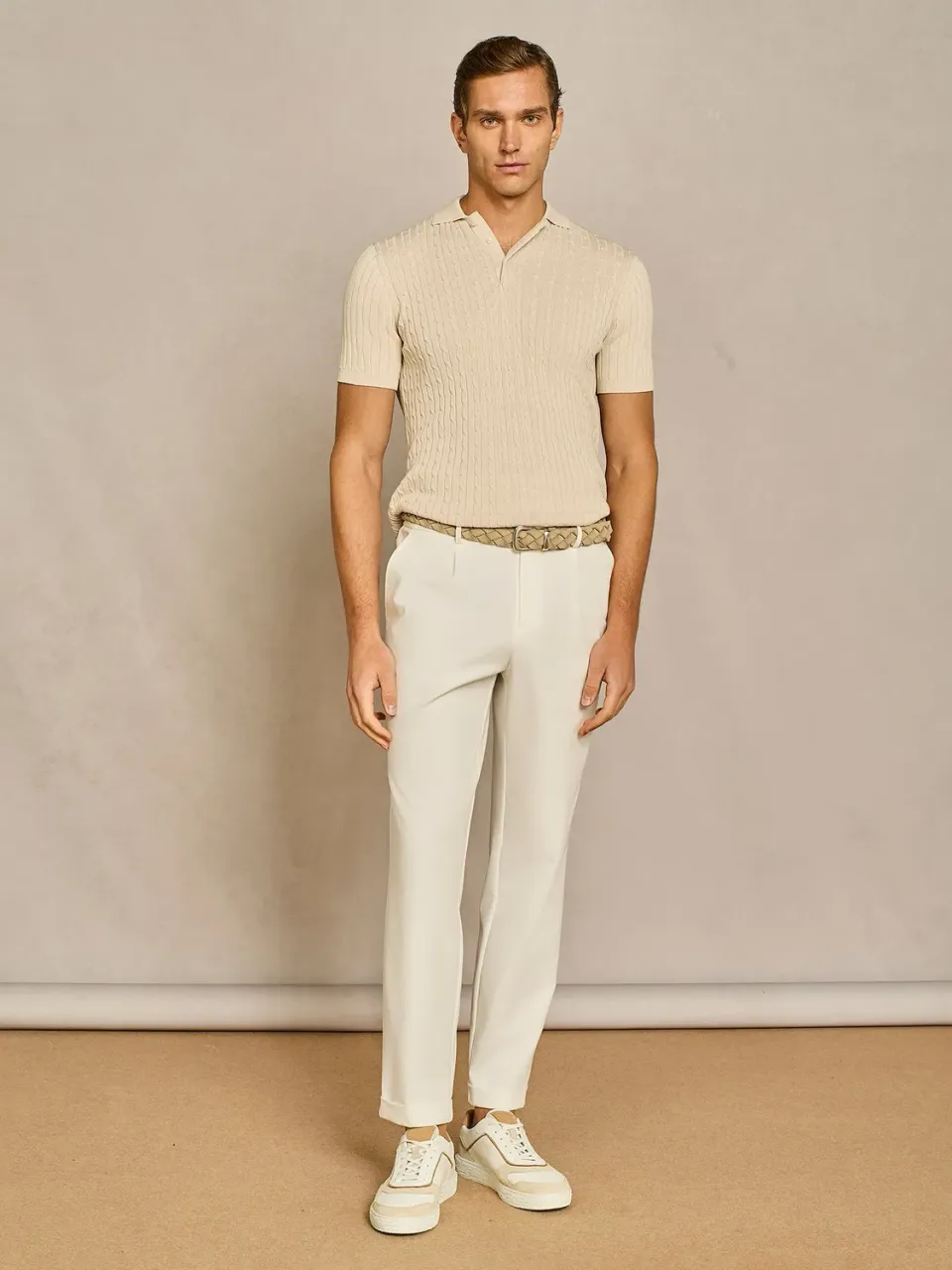Paul Taylor pantalone wide jersey bianco uomo