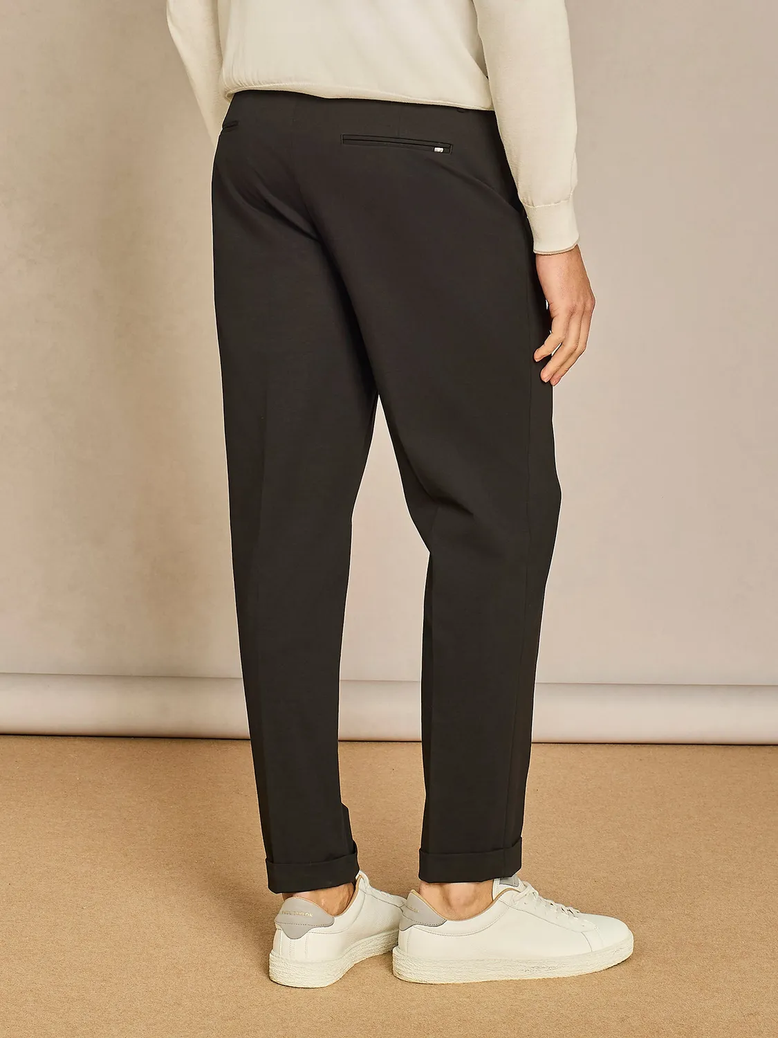 Paul Taylor pantalone jersey nero wide coulisse elastico