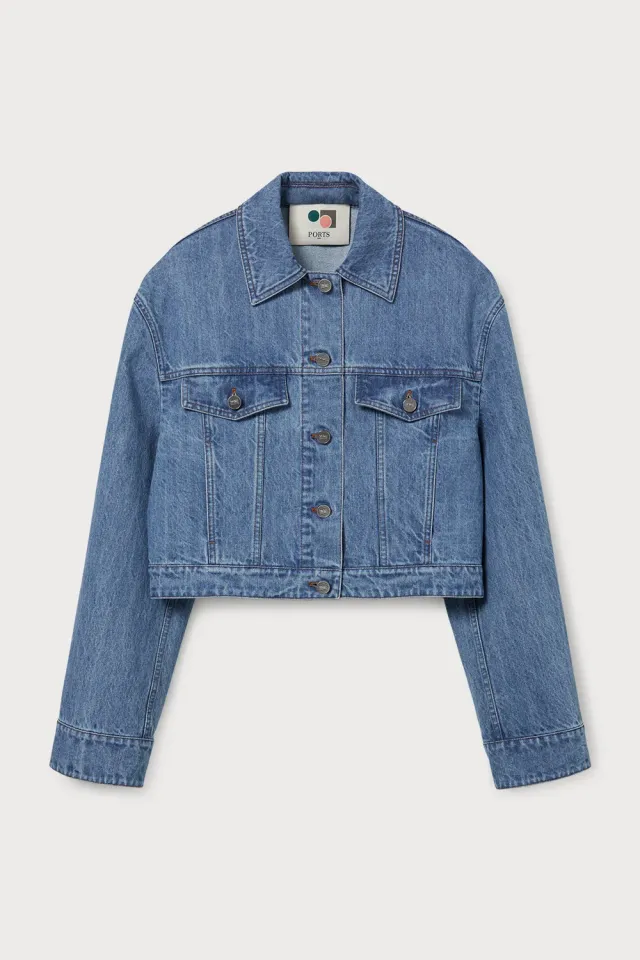 Ports 1961 Cropped Indigo giacca jeans indigo cotone