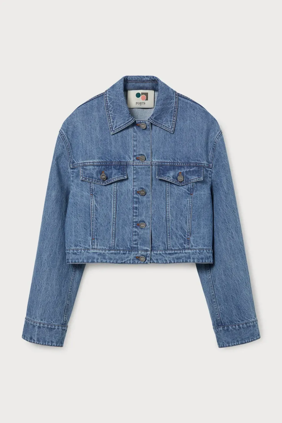 Ports 1961 Cropped Indigo giacca jeans indigo cotone