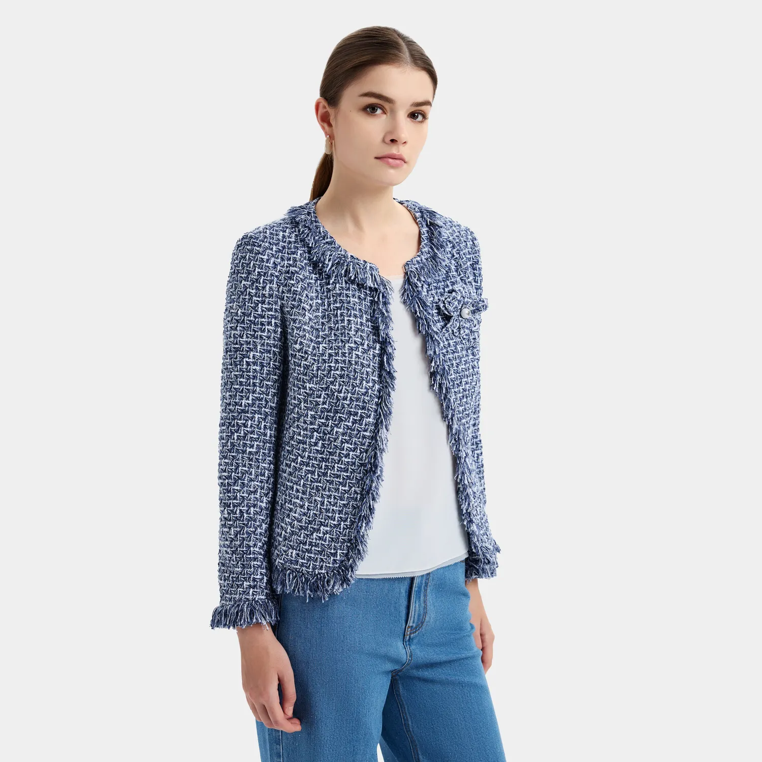 Ports giacca tweed viola femme mix elegante