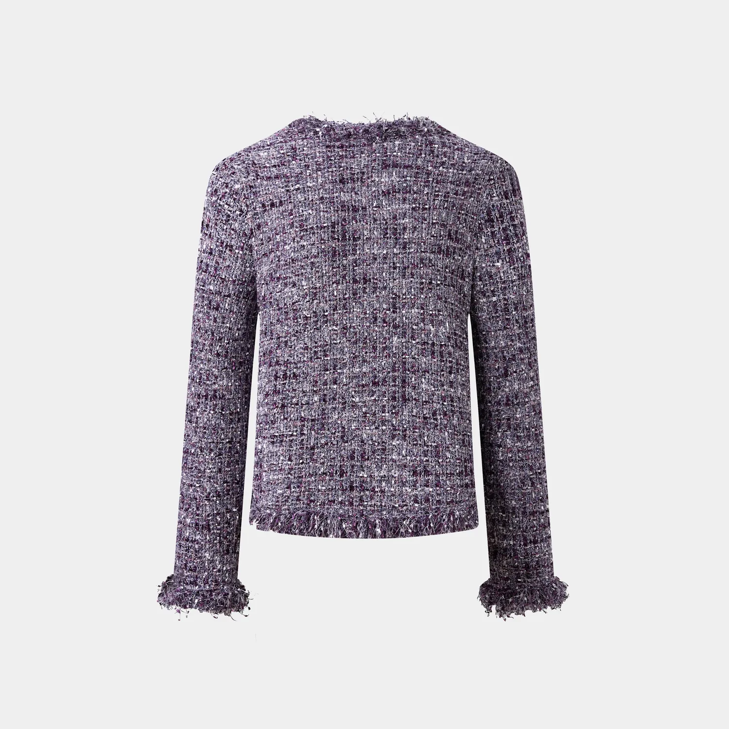 PORTS Luxe Fringe Tweed cappotto tweed viola Grape Royale