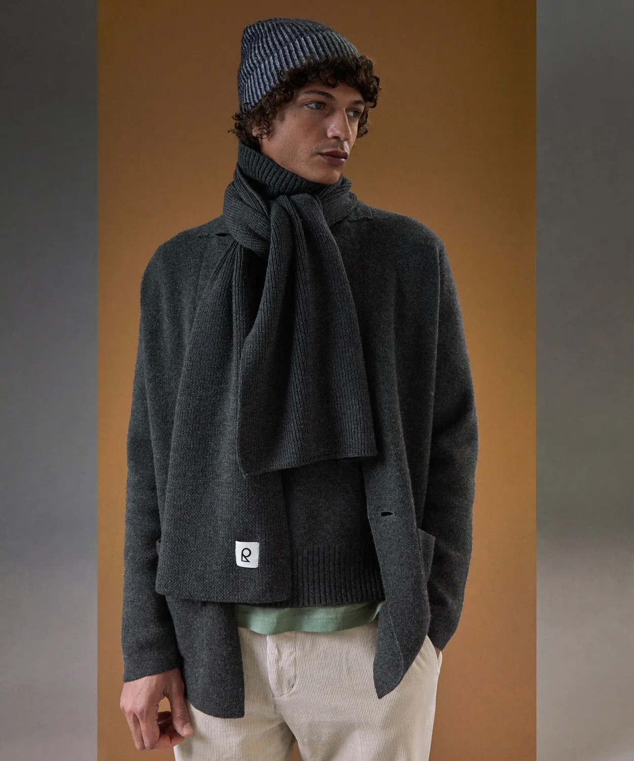 Rodier sciarpa lana merino grigio OEKO-TEX 180 cm