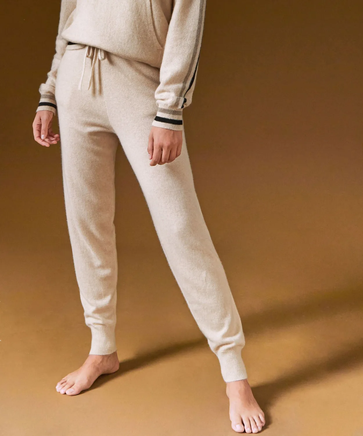 Rodier pantaloni jogging cashmere bianco crema 100% cashmere