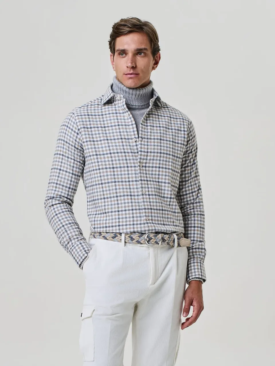 Paul Taylor Camicia Flanella a Quadri Cammello