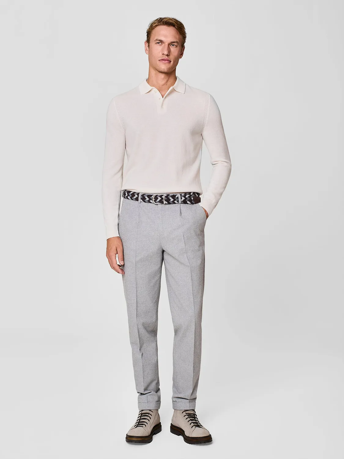 Paul Taylor polo misto cashmere bianca