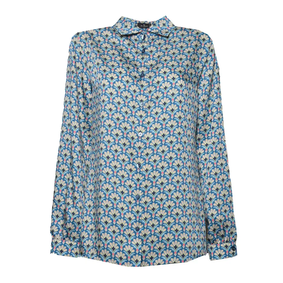 Etro WRIA001999SASV9 camicia azzurra taglia 44 vestibilità regolare