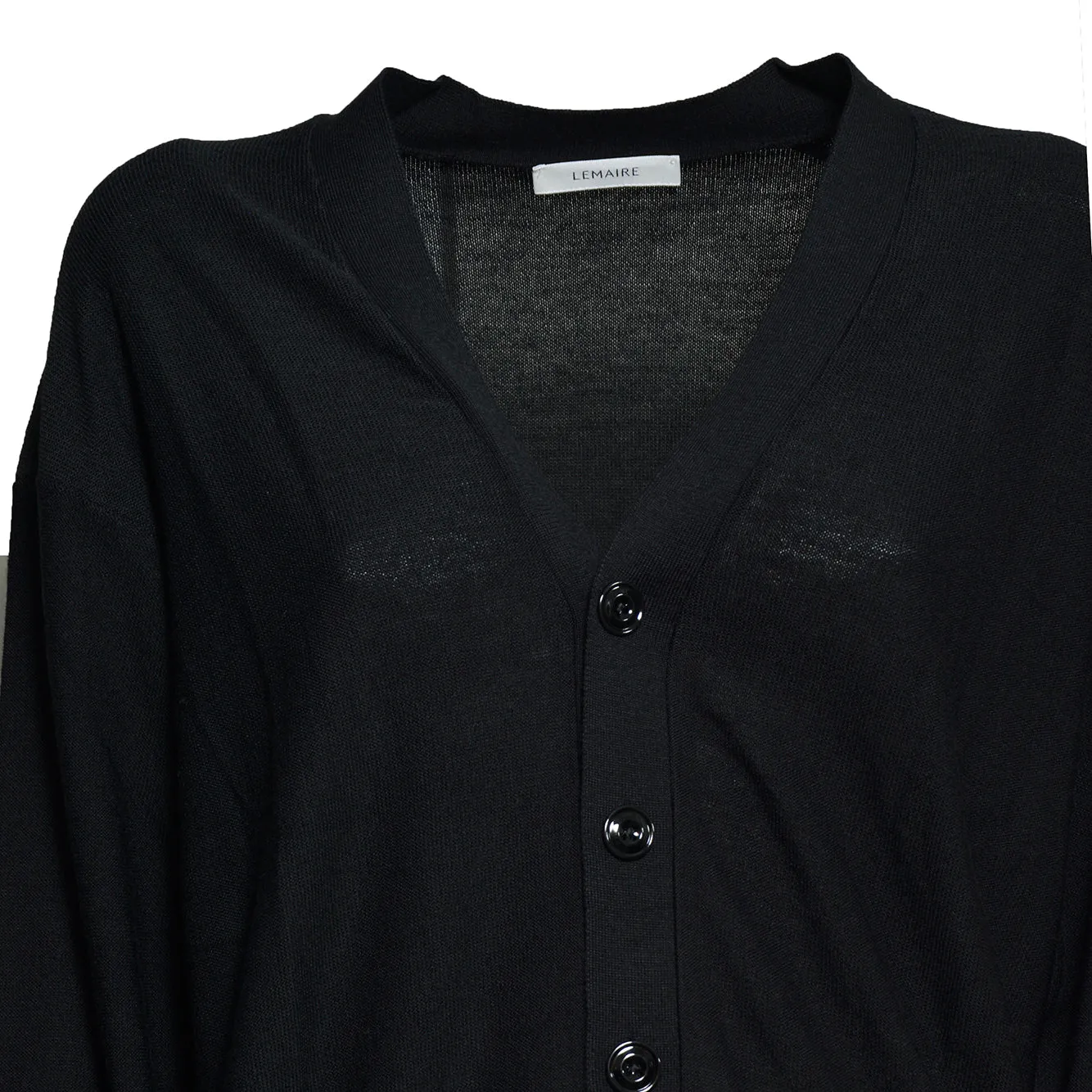 Lemaire PO0052LK1063 cardigan nero lana relaxed
