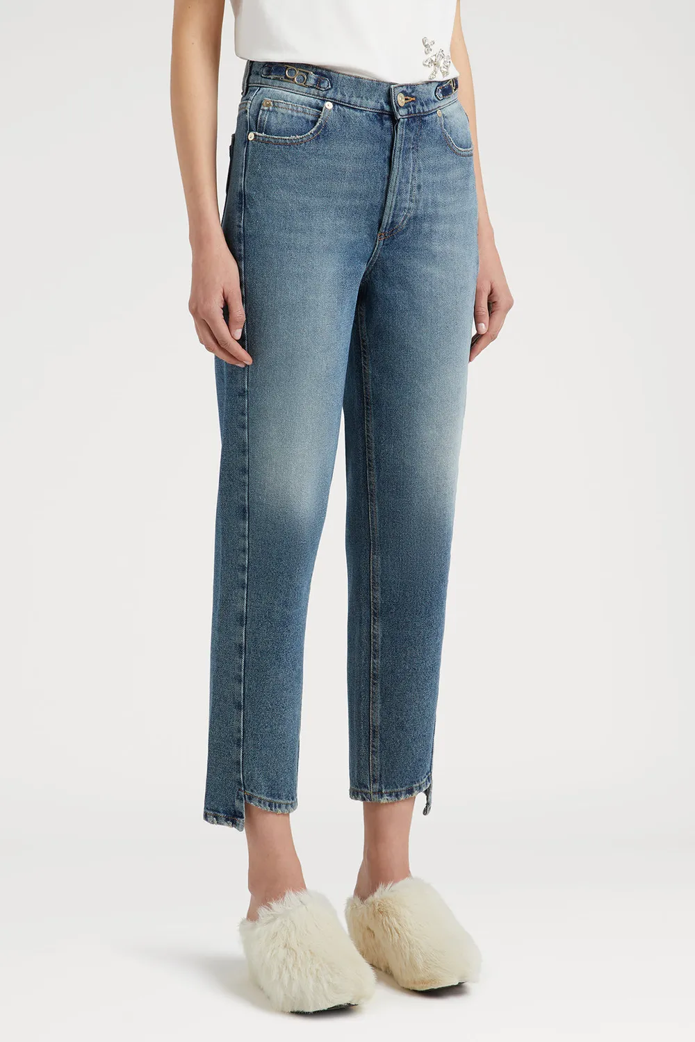 Ports PW323TJD11 boyfriend jeans denim indaco fibbia logo