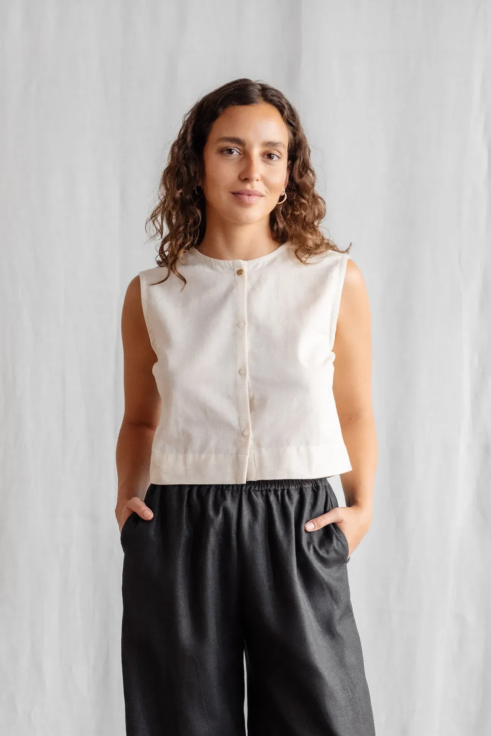Jyoti Fair Works Diyan top lino cotone crema