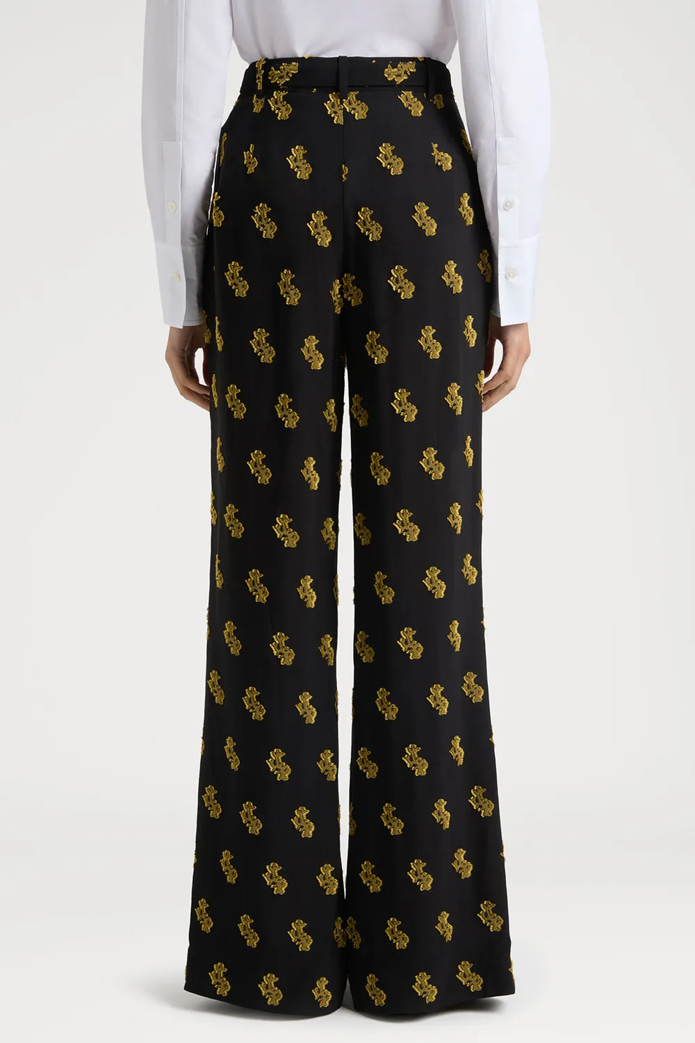 PORTS pantaloni corallo fil coupé neri oro